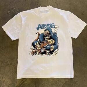 Gildan Men White T-Shit, Asking Alexandria White Band Tee